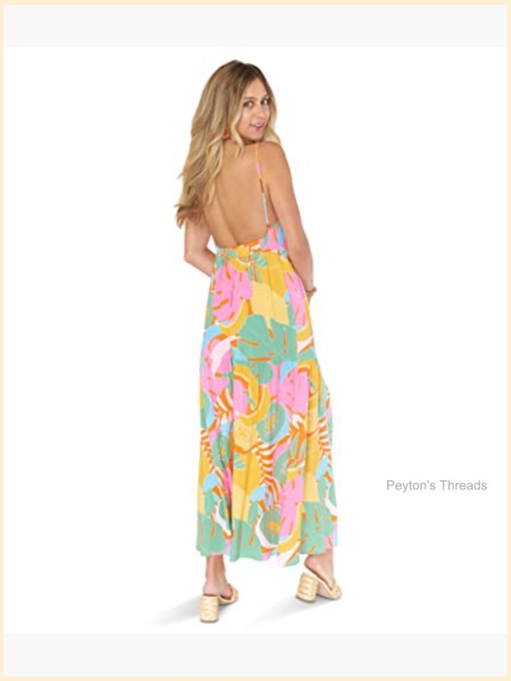 Maxi Dress with Side Slit, Adjustable Straps, Pockets - Picture 2 of 3